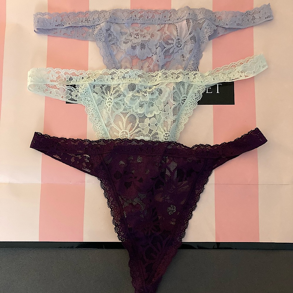 🔥Flash Sale🔥3 New Victoria’s Secret very sexy lace V-string panties bundle - Picture 11 of 11